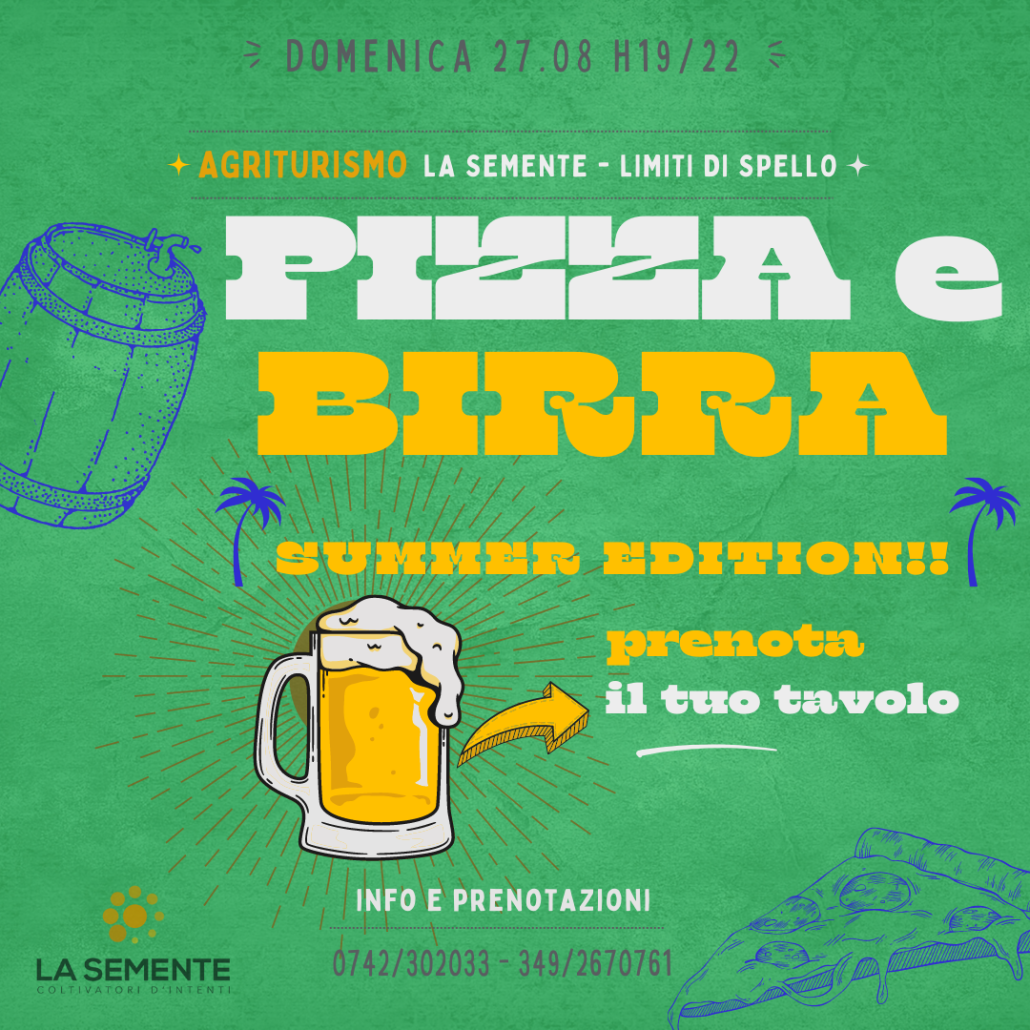 Pizza e Birra! Degustazione a La Semente il 27 agosto